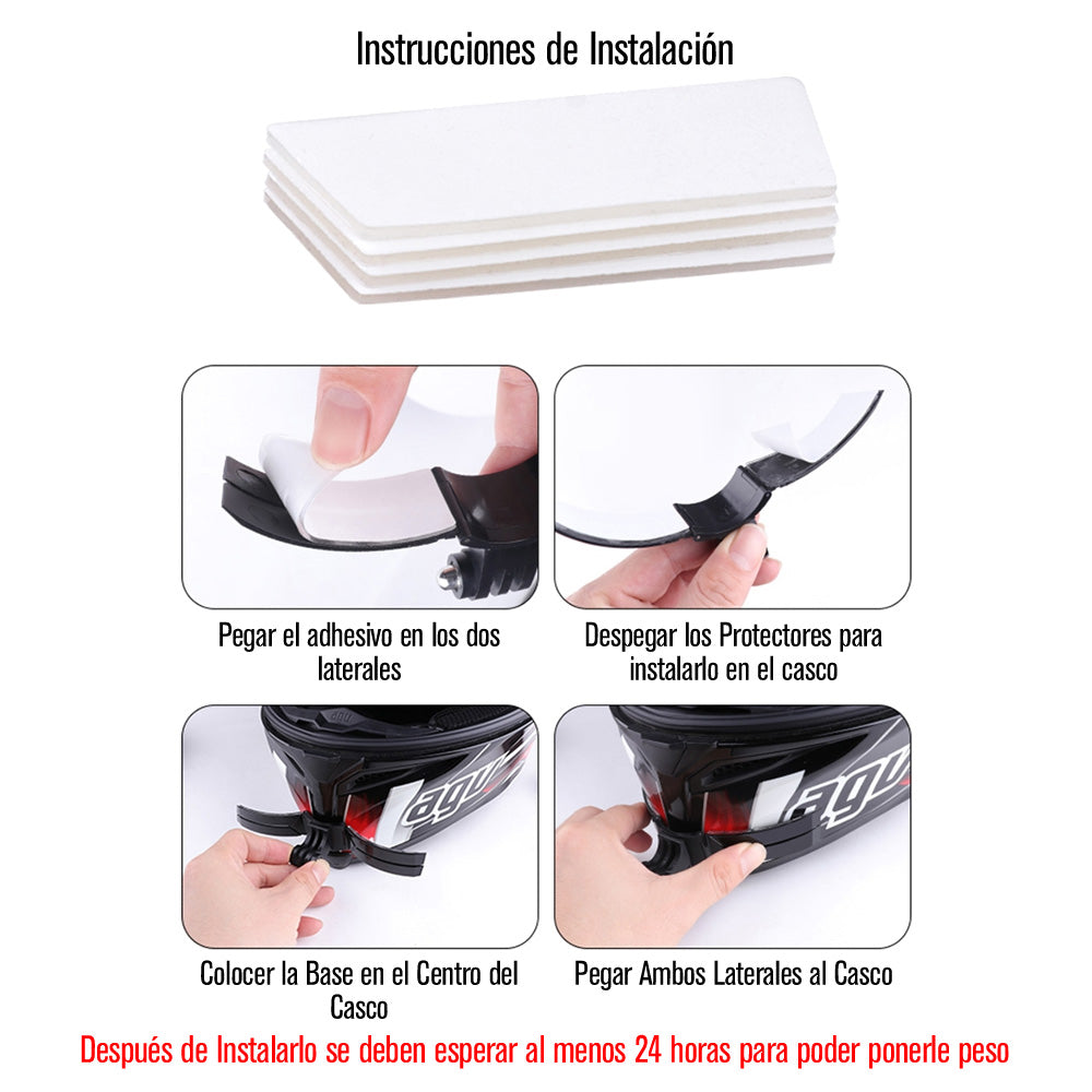 Base Casco Frontal Adhesiva para Celular Compatible GoPro Cámara Deportiva