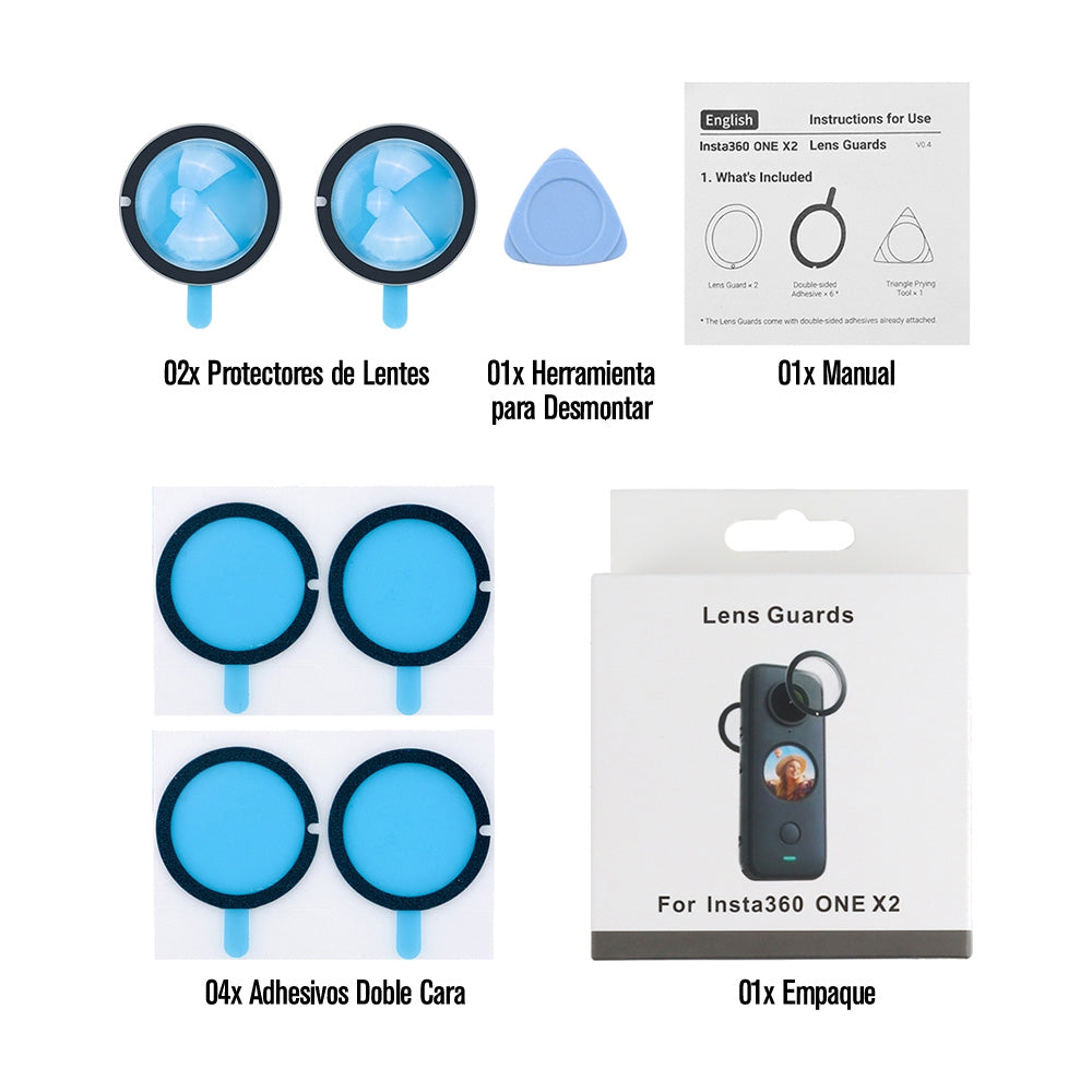 Tapas Protectoras Lentes Transparentes Compatible Insta360 One X2