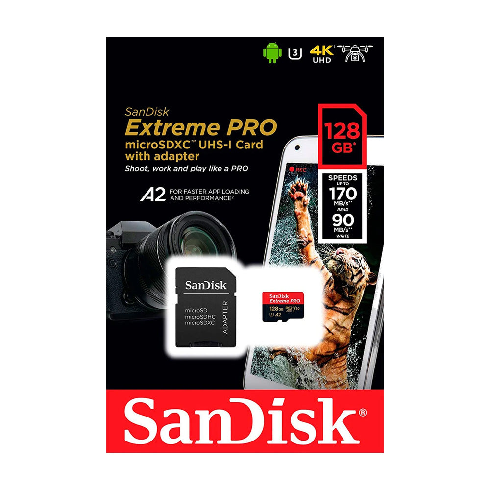 Tarjeta Memoria Sandisk Extreme PRO 128GB Original Compatible GoPro Cámaras Deportivas Clase 10 A2 V30 U3 170mb/s