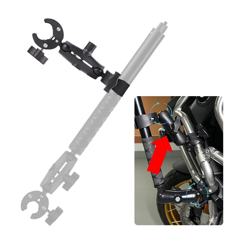 Base Tubular tipo RAM Grande con Doble Pinza Bicicleta Motocicleta Compatible GoPro Insta360
