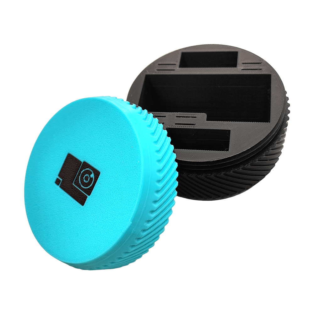 Estuche Impresión 3D Circular Compatible GoPro Hero 12 11 10 9 Negro con Azul