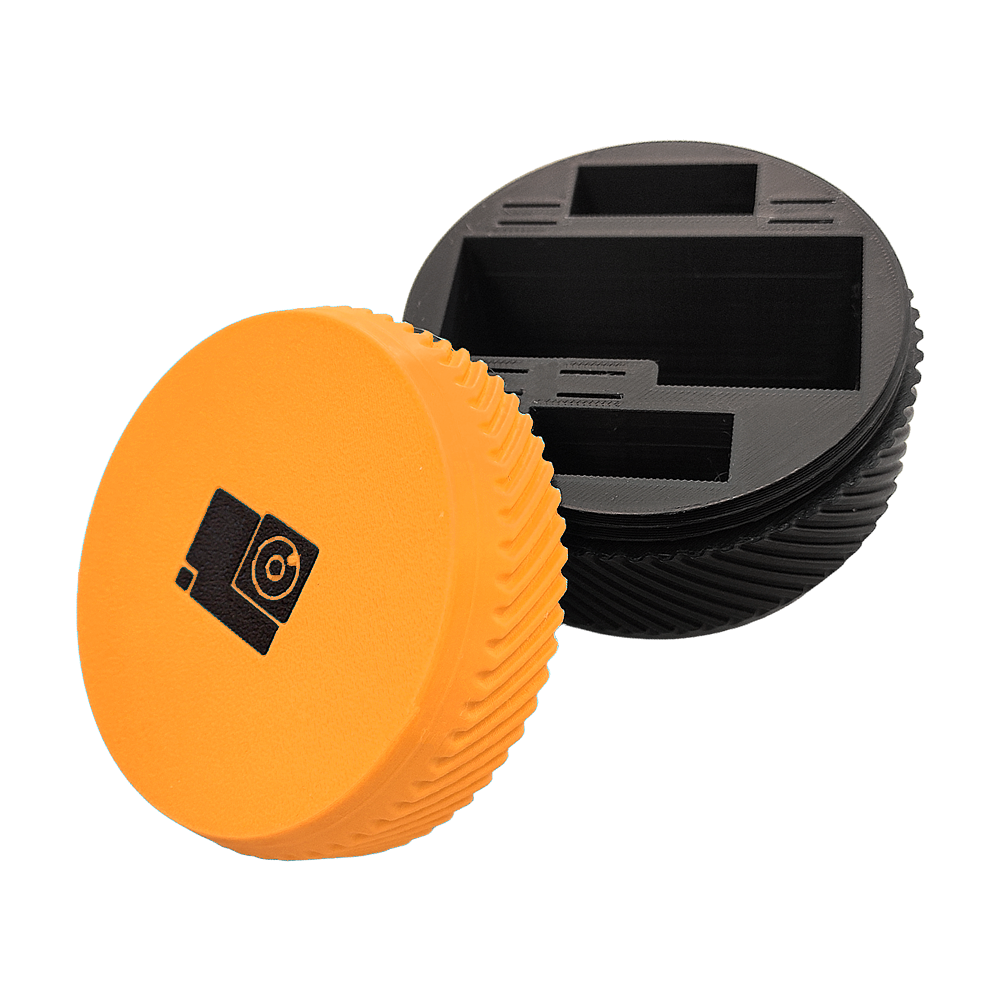 Estuche Impresión 3D Circular Compatible GoPro Hero 12 11 10 9 Negro con Naranja
